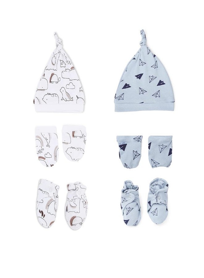 موش مجموعة قفازات وجوارب وقبعات من الخيزران فائق النعومة من Mush للجنسين للأطفال حديثي الولادة/الأطفال (عبوة من 6 قطع، (6-12 شهرًا، طائرة وحياة بحرية) - Image 1