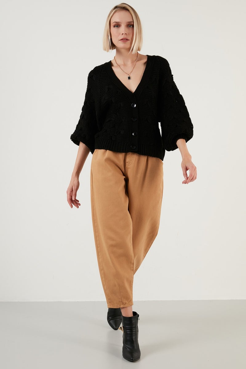 Lela V Neck Buttoned Knitted Sweater Women's Cardigan 6310007 - Image 4
