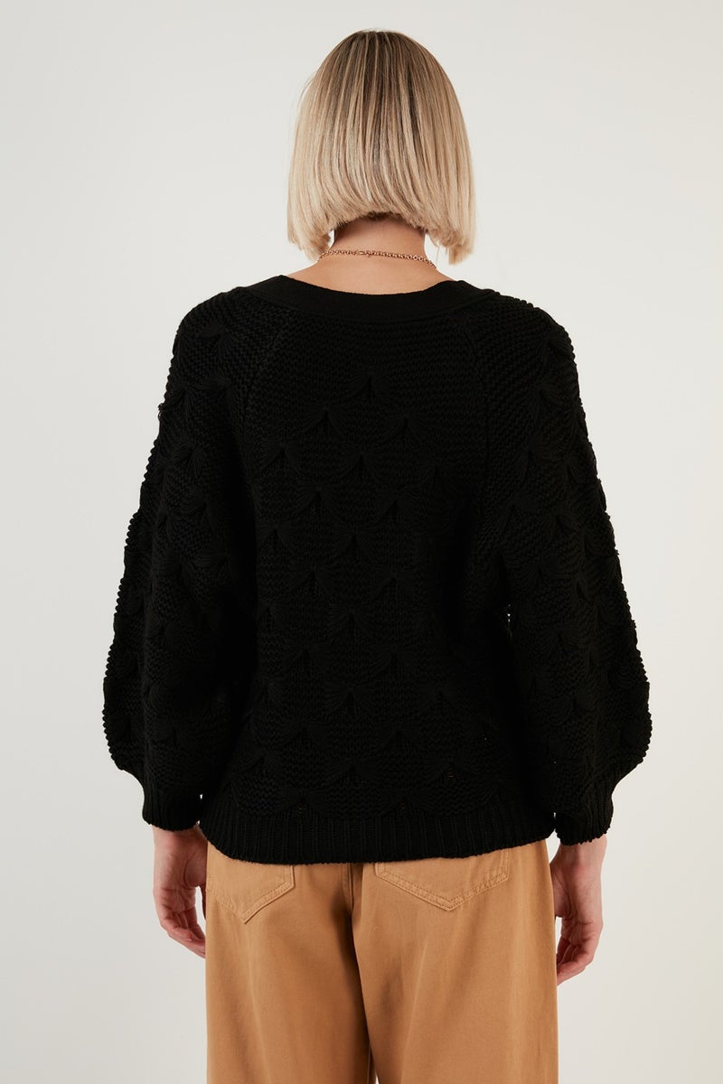 Lela V Neck Buttoned Knitted Sweater Women's Cardigan 6310007 - Image 5