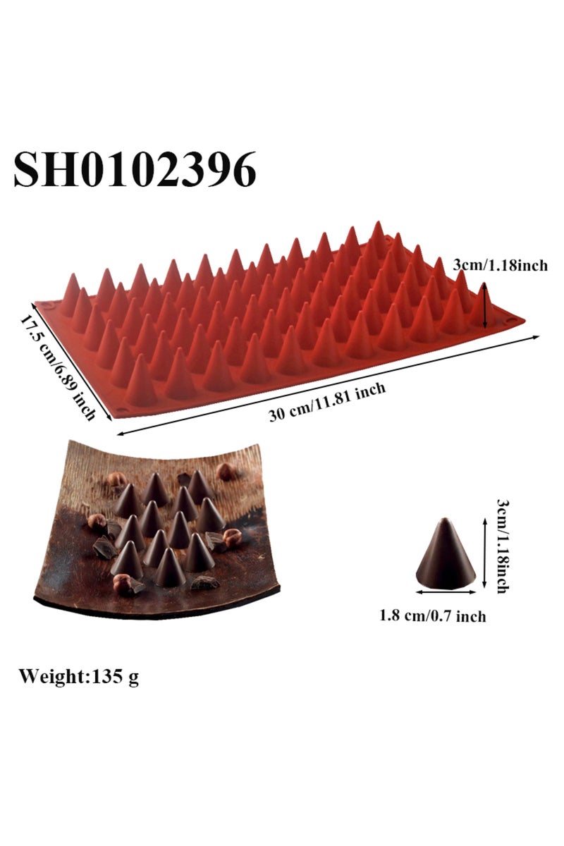 قالب خبز الشوكولاتة المخروطي SH0102396 ذو 66 خلية، مصنوع من السيليكون الغذائي، قالب شوكولاتة للأطفال، مناسب لخبز الحلوى