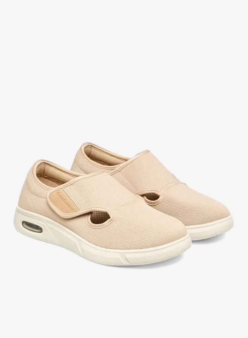 Le Confort BEIGE Textured Diabetic Shoes with Hook and Loop Closure for Women | Best Price UAE