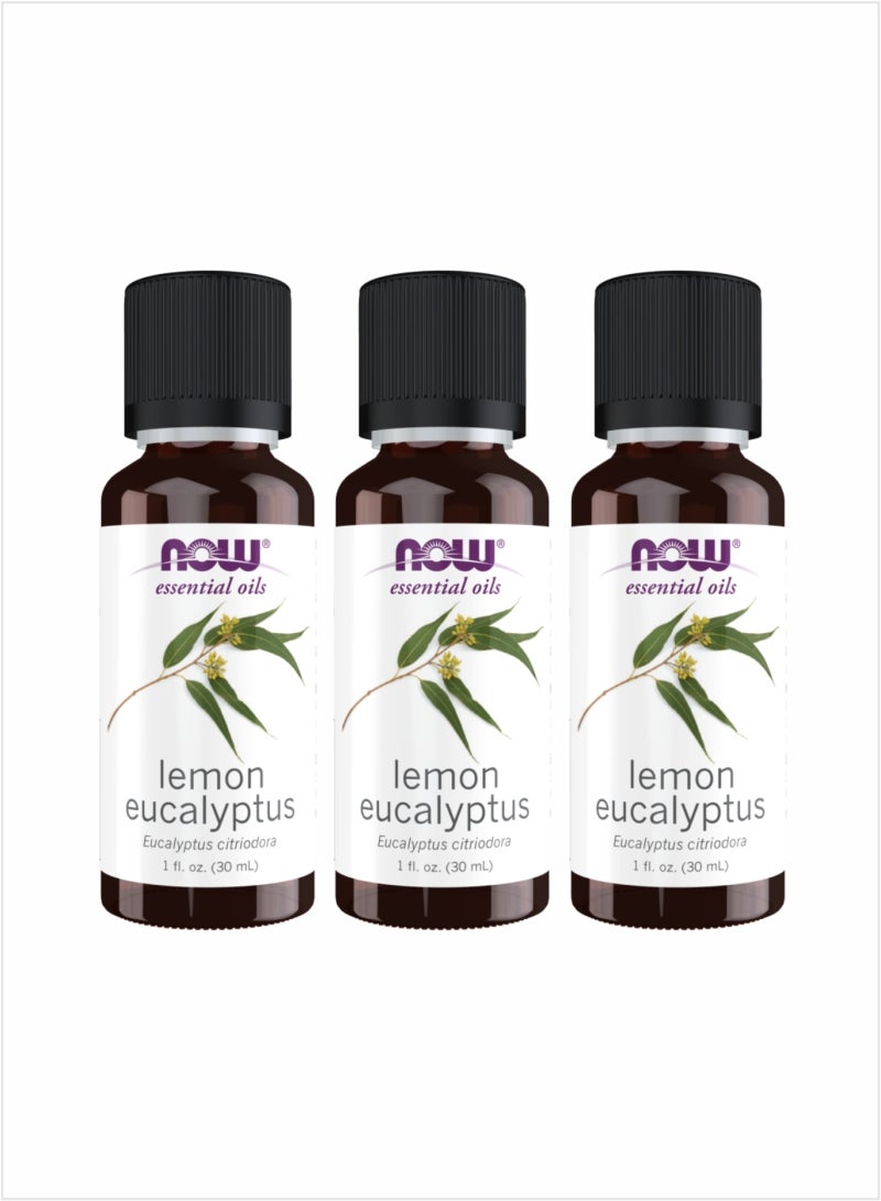 NOW Lemon & Eucalyptus Essential Oil Blend - Invigorating Aroma, 30ml (Pack of 3)
