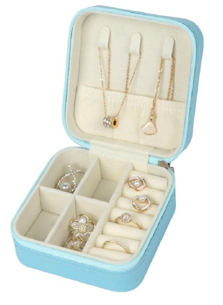 Small Leather Jewelry Box Easy Carry Jewelry Ring Organizer Gift Box for Girls Women - Jewelry Case Box Makeup Cosmetic Organizer for Women - Holder for Necklaces Earrings Bracelets Rings Accessories Organizer, Jewelry Box for Earrings Bracelets Rings Necklaces Storage Jewelry Box Organizer Jewelry Box Case for Accessories Makeup, Accessories Organizer Gold Silver Accessories Organizer - Small Travel Jewelry Box PU Leather Bag Organizer Portable Display for Women for Necklaces Earrings Rings Accessories  - Image 1