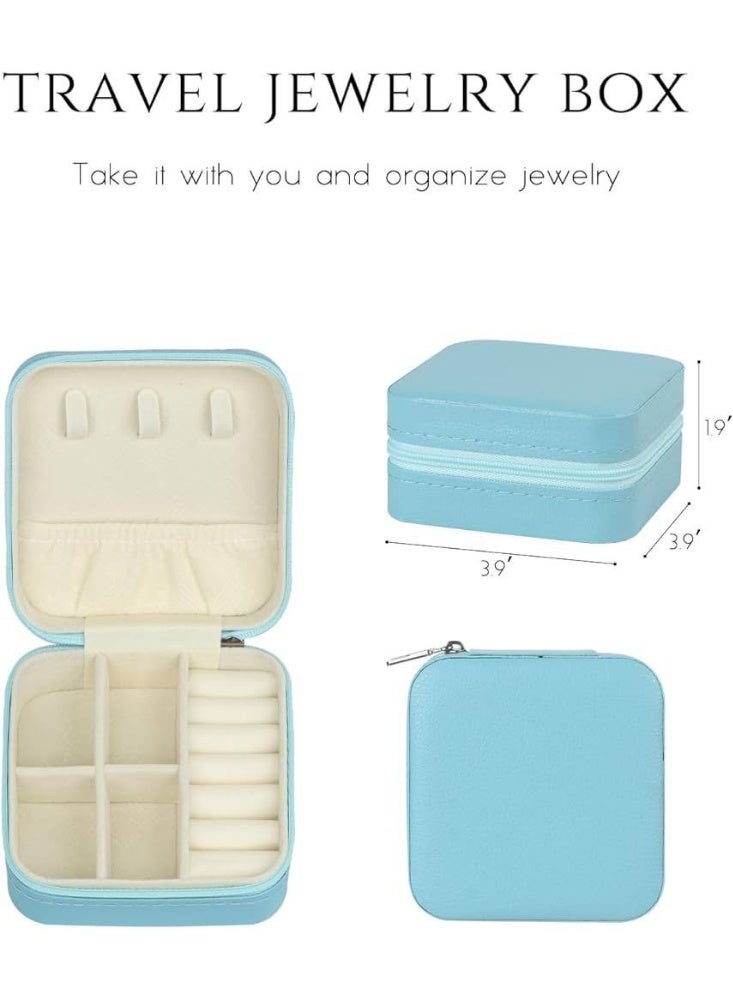 Small Leather Jewelry Box Easy Carry Jewelry Ring Organizer Gift Box for Girls Women - Jewelry Case Box Makeup Cosmetic Organizer for Women - Holder for Necklaces Earrings Bracelets Rings Accessories Organizer, Jewelry Box for Earrings Bracelets Rings Necklaces Storage Jewelry Box Organizer Jewelry Box Case for Accessories Makeup, Accessories Organizer Gold Silver Accessories Organizer - Small Travel Jewelry Box PU Leather Bag Organizer Portable Display for Women for Necklaces Earrings Rings Accessories  - Image 5