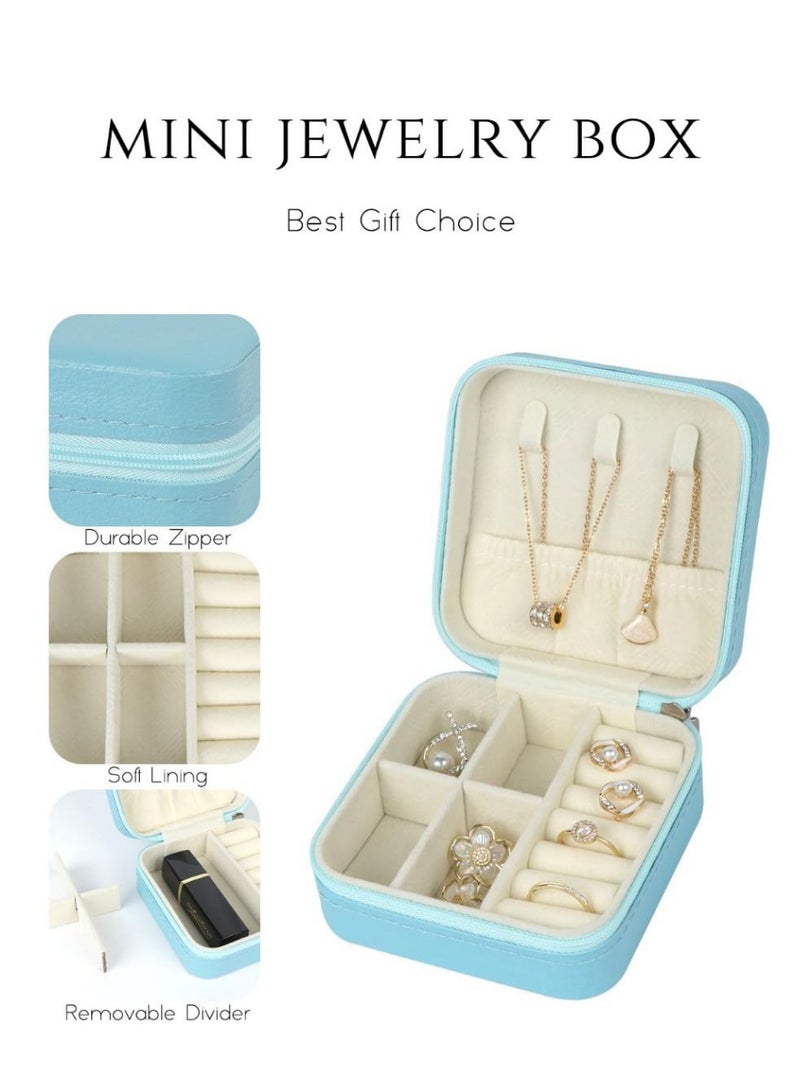 Small Leather Jewelry Box Easy Carry Jewelry Ring Organizer Gift Box for Girls Women - Jewelry Case Box Makeup Cosmetic Organizer for Women - Holder for Necklaces Earrings Bracelets Rings Accessories Organizer, Jewelry Box for Earrings Bracelets Rings Necklaces Storage Jewelry Box Organizer Jewelry Box Case for Accessories Makeup, Accessories Organizer Gold Silver Accessories Organizer - Small Travel Jewelry Box PU Leather Bag Organizer Portable Display for Women for Necklaces Earrings Rings Accessories  - Image 3