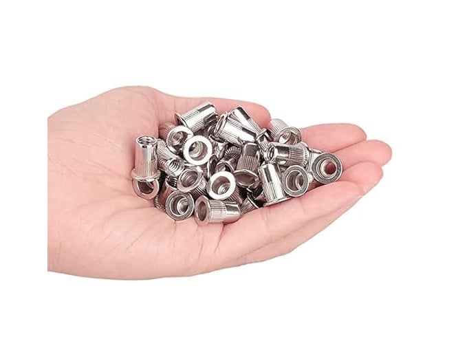 TheMujtaba Rivet Nut Zinc Plated M6 Flat Head Metric Threaded Rivetnut, Insert Nut, insert Rivet Nut (Pack of 100) - Image 2