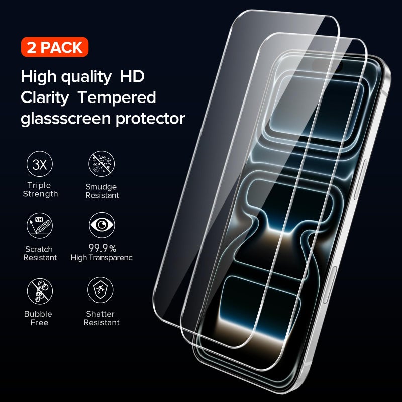 ivoler 3-in-1 Case for iPhone 17 Pro Max 6.9" 2025 with 2 Pack Tempered Glass Screen Protector [Military Grade Protection], Frosted Translucent Back for iPhone 17 Pro Max Cover- Gray - Image 4