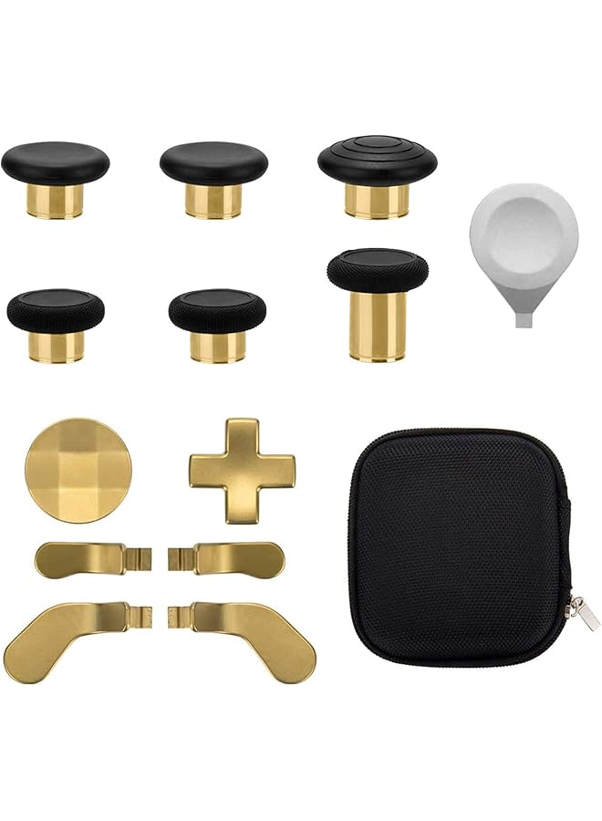 13 In 1 Metal Thumbsticks For Xbox One Elite Series 2 Elite Series 2 Controller Accessory Parts Gaming Accessory Replacement Metal Mod 6 Swap Joystick 4 Paddles 2 D Pads 1 Tool (Plating Gold)  - Image 1