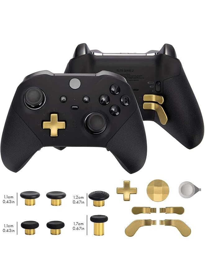 13 In 1 Metal Thumbsticks For Xbox One Elite Series 2 Elite Series 2 Controller Accessory Parts Gaming Accessory Replacement Metal Mod 6 Swap Joystick 4 Paddles 2 D Pads 1 Tool (Plating Gold)  - Image 2