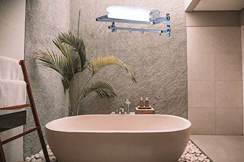 ZAP Deluxe Series Towel Rack/Stainless Steel Towel Holder 60 CM with Hooks-Bathroom Accessories Set of one-Premium Chrome Finish - Image 2