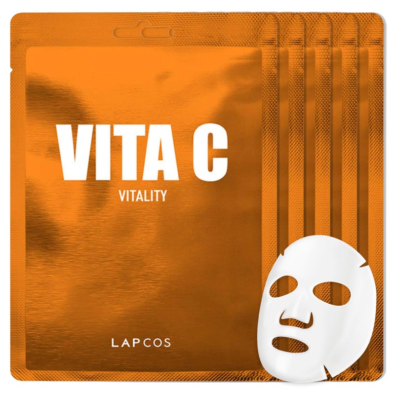 LAPCOS Vita C Sheet Mask, Daily Face Mask with Vitamin C to Renew Skin, Korean Beauty Favorite, 5-Pack - Image 1