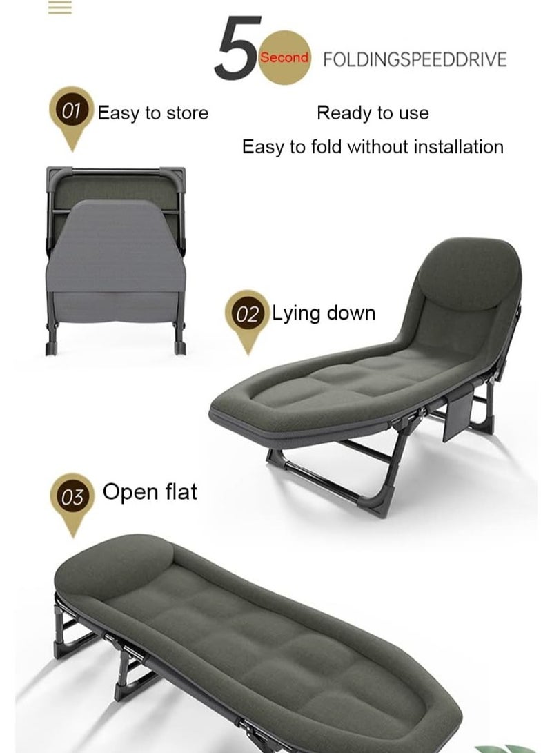 DubaiGallery Outdoor Sleeping Cots Bed for Adults, 5-Position Folding Chaise Lounge Chairs with Mattress, Portable Folding Camping Cot Lounge Chair for Pool Beach Lawn Home Office,Plaid  - Image 4