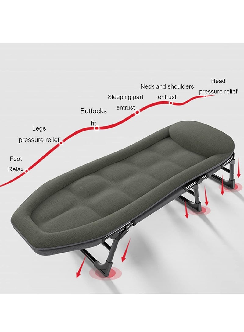 DubaiGallery Outdoor Sleeping Cots Bed for Adults, 5-Position Folding Chaise Lounge Chairs with Mattress, Portable Folding Camping Cot Lounge Chair for Pool Beach Lawn Home Office,Plaid  - Image 3