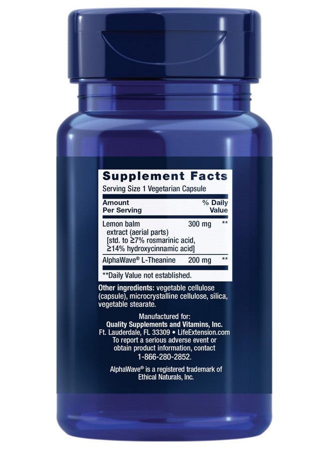 Life Extension Life Extension Enhanced Stress Relief, Lemon Balm Extract, L-theanine, decompress with This Supplement for Stress, Gluten-Free, Non-GMO, Vegetarian, 30 Capsules  - Image 2