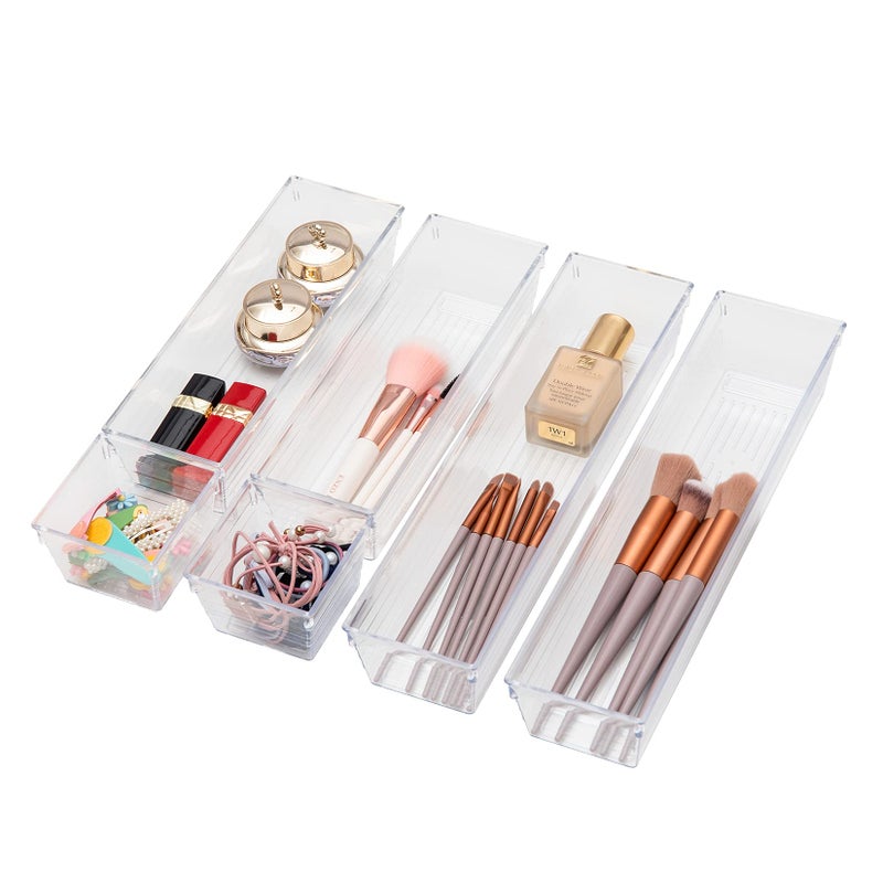 Backerysupply Clear Plastic Drawer Organizer Tray For Vanity Cabinet (Set Of 10) Storage Tray For Makeup  Kitchen Utensils  Jewelries  And Gadgets - Image 3