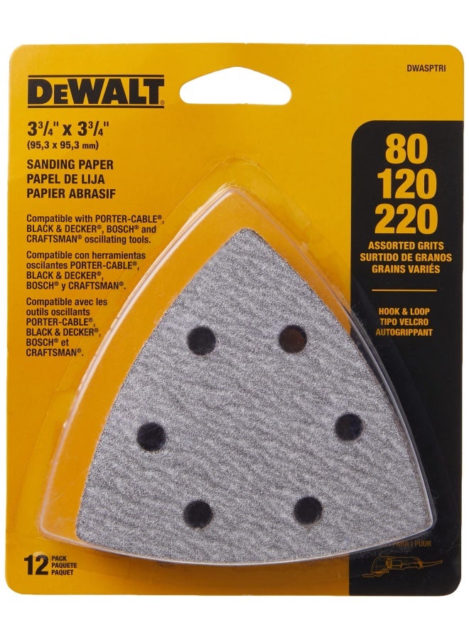 DEWALT Sandpaper Assortment Hook and Loop Triangle 12Pack DWASPTRI - Image 2