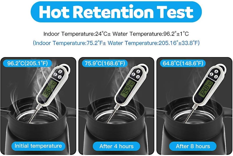 Luvan 27oz 800ml Coffee Pot, Coffee Thermal For Hot Drinks, Small Thermal Coffee Carafe With Press Button Top, 304 18/10 Stainless Steel Coffee Carafe, Double Walled Insulated Vacuum Flask(Black) - Image 3