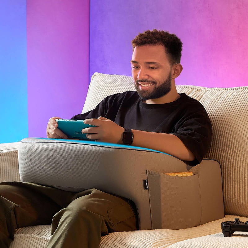 cooloo8 Reading Pillow for Gaming Extra Large Laptop Pillow for Adult Memory Foam Lap Desk Gaming Pillow for Reading Working Playing Steam Deck Switch or Sitting in Bed Floor SofaGrey
