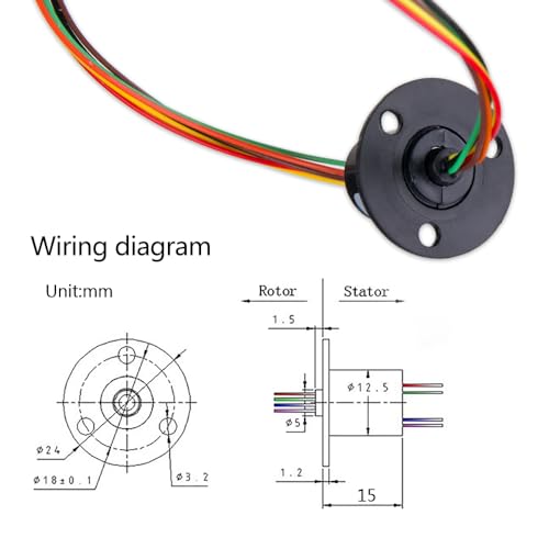 Comidox 12.5mm 300Rpm 6 Wires CIRCUITSx2A Capsule Electrical Slip Ring for Monitor Robotic Electrical Test Equipment 1Pcs - Image 2