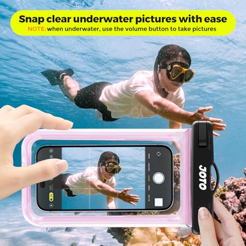 JOTO Up to 7" Universal Waterproof Phone Case for iPhone 17 Air 16 15 14 13 12 11 Plus Pro Max, IPX8 Cellphone Dry Bag XR X SE, Galaxy S23 S22 S21 S20+ S20 S10 Plus Note, Pixel -Clearpink - Image 3