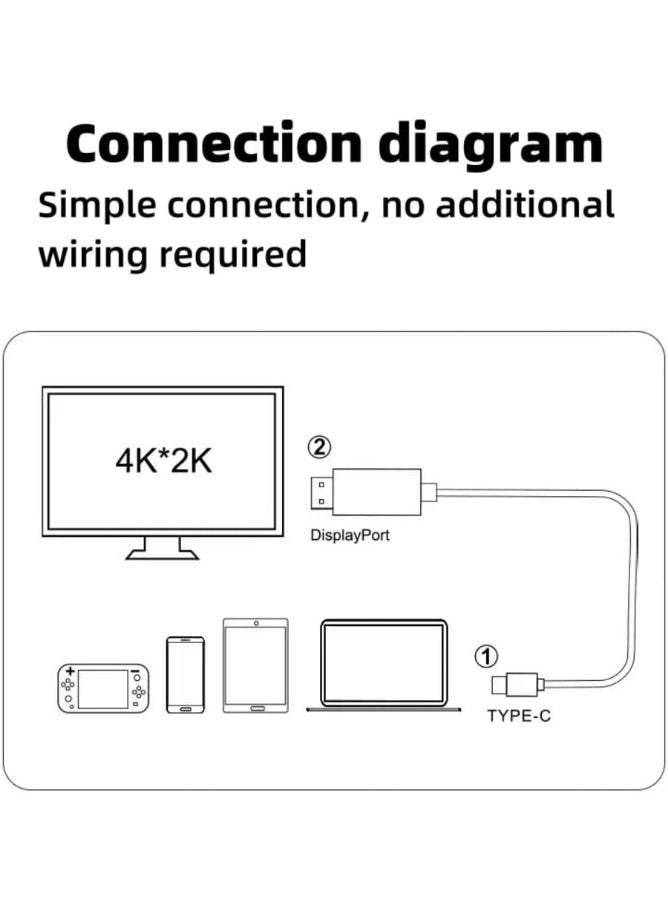 كابل USB-C إلى HDMI بطول 2 متر – محول تايب سي بدقة 4K@30Hz متوافق مع اللابتوب والهاتف والتلفزيون والبروجيكتور - Image 2