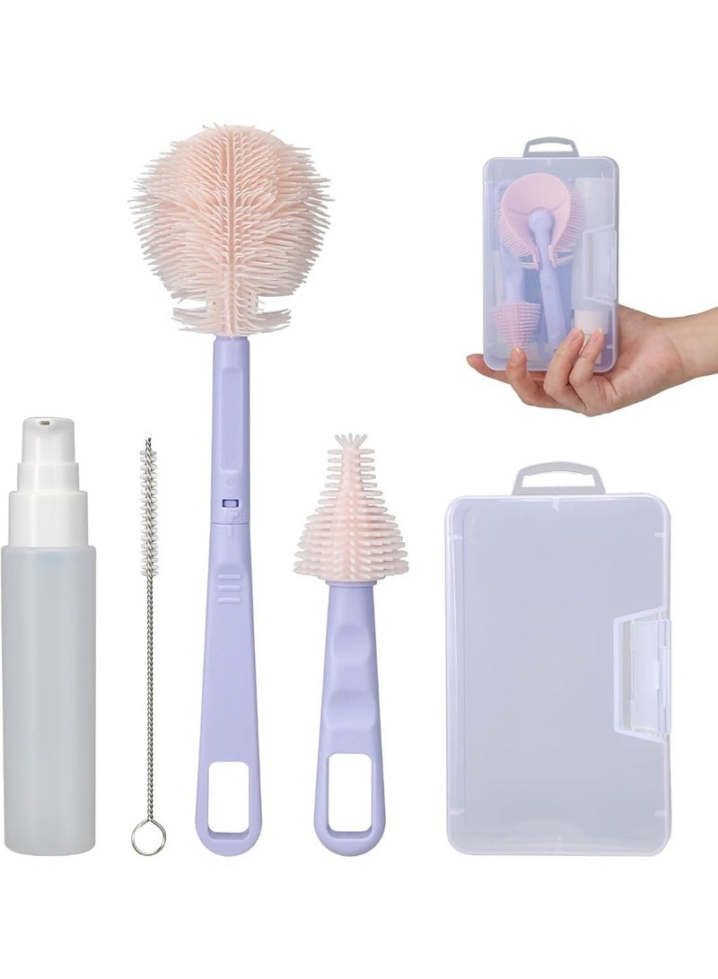 قائمة المنتجات ذات الصلة زجاجة الطفل فرشاة السفر مجموعة, زجاجة الطفل السيليكون المحمولة تنظيف فرشاة مجموعة مع فرشاة الحلمة, منظف القش & 1 أوقية الصابون موزع, مدمجة السفر زجاجة الطفل نظافة, أرجواني - Image 1