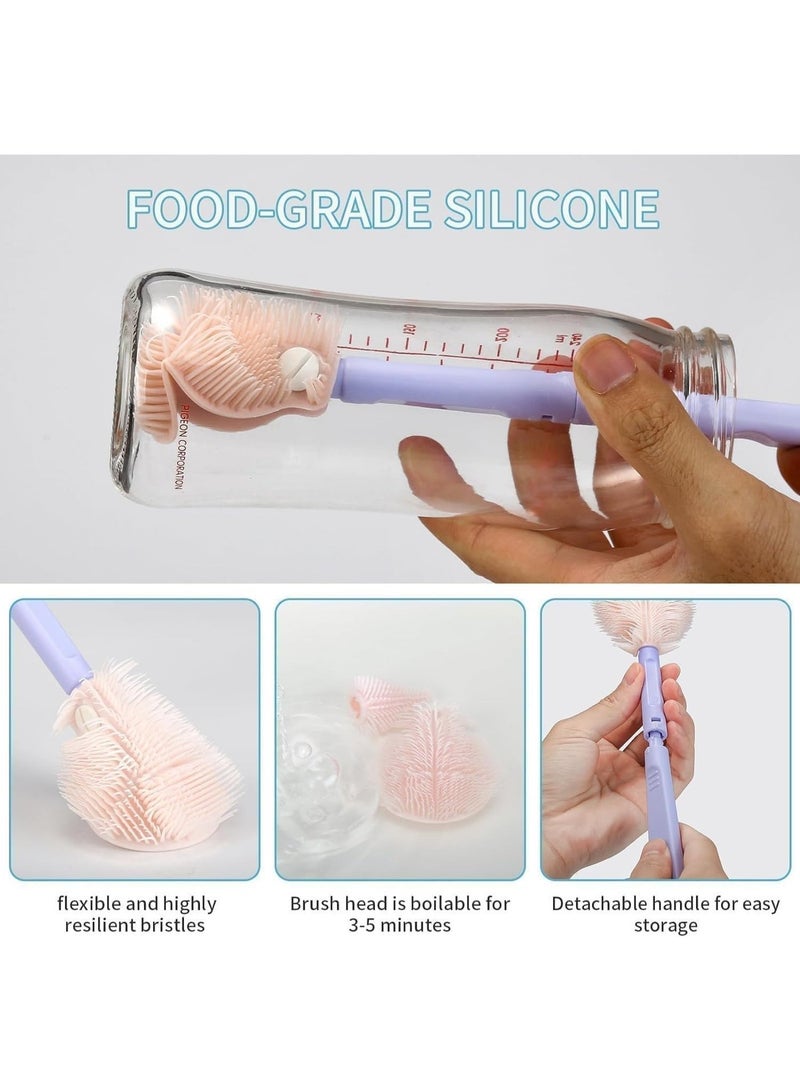 قائمة المنتجات ذات الصلة زجاجة الطفل فرشاة السفر مجموعة, زجاجة الطفل السيليكون المحمولة تنظيف فرشاة مجموعة مع فرشاة الحلمة, منظف القش & 1 أوقية الصابون موزع, مدمجة السفر زجاجة الطفل نظافة, أرجواني - Image 3