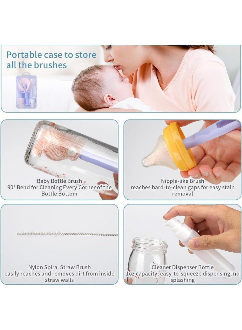 قائمة المنتجات ذات الصلة زجاجة الطفل فرشاة السفر مجموعة, زجاجة الطفل السيليكون المحمولة تنظيف فرشاة مجموعة مع فرشاة الحلمة, منظف القش & 1 أوقية الصابون موزع, مدمجة السفر زجاجة الطفل نظافة, أرجواني - Image 4
