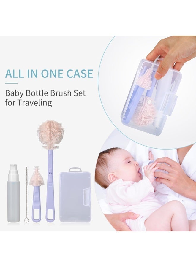 قائمة المنتجات ذات الصلة زجاجة الطفل فرشاة السفر مجموعة, زجاجة الطفل السيليكون المحمولة تنظيف فرشاة مجموعة مع فرشاة الحلمة, منظف القش & 1 أوقية الصابون موزع, مدمجة السفر زجاجة الطفل نظافة, أرجواني - Image 5