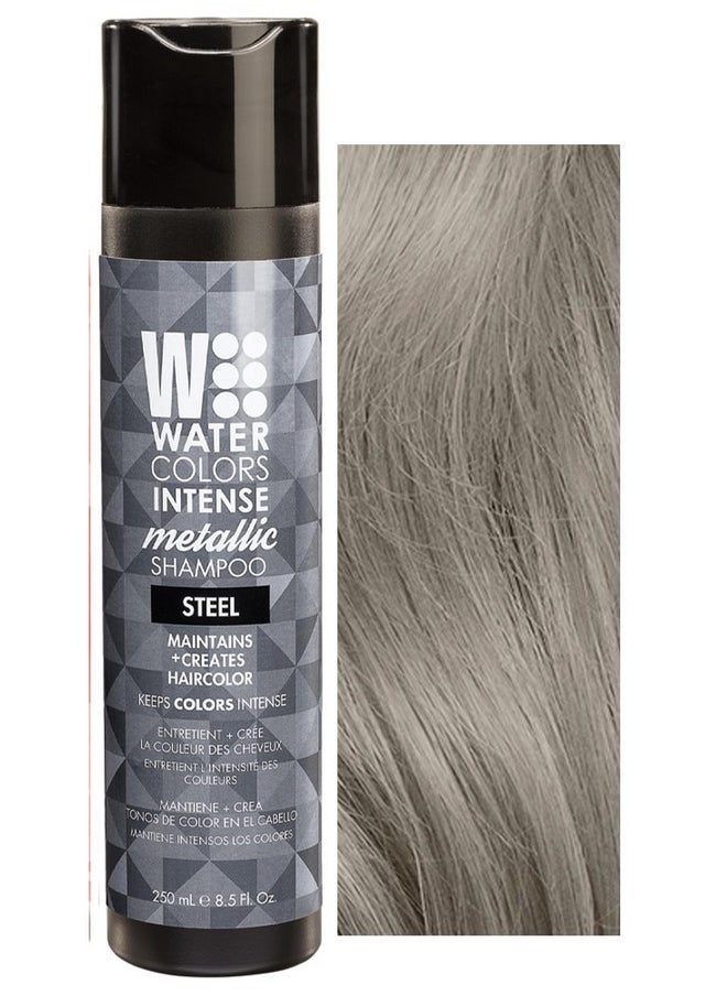 Watercolors - Intense Metallic Color Depositing Sulfate & Paraben Free Shampoo Maintains & Enhances Haircolor Steel 8.5 Oz - Image 1