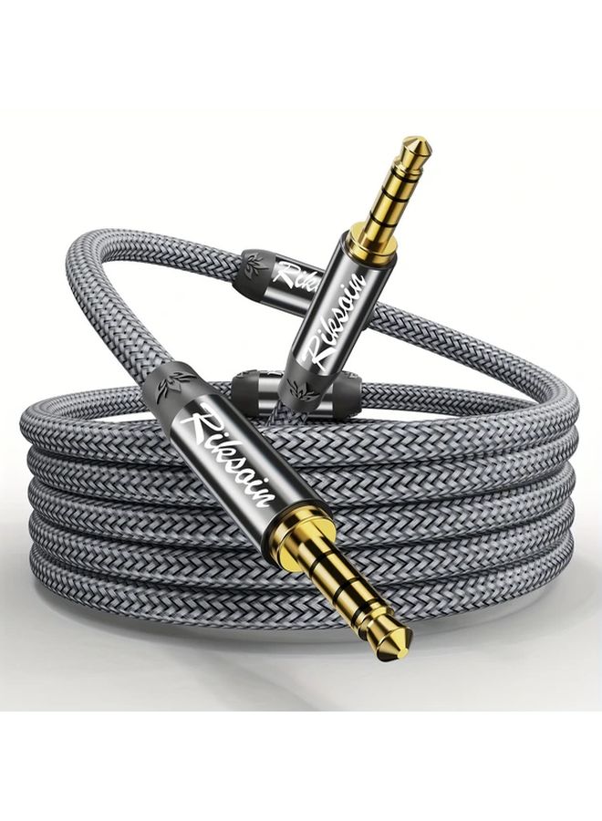 3M Nylon Braided Male to Male Audio Cable High Fidelity Stereo TRRS Auxiliary for Headphones PS4 Smartphones - Image 1