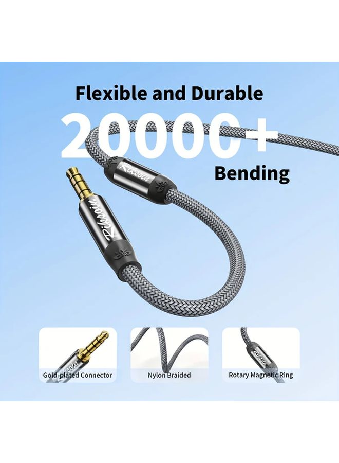 3M Nylon Braided Male to Male Audio Cable High Fidelity Stereo TRRS Auxiliary for Headphones PS4 Smartphones - Image 3