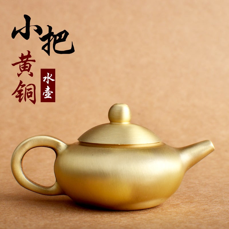 Brass Red Tassel Teapot Creative Gift Miniature Collectible Short pot