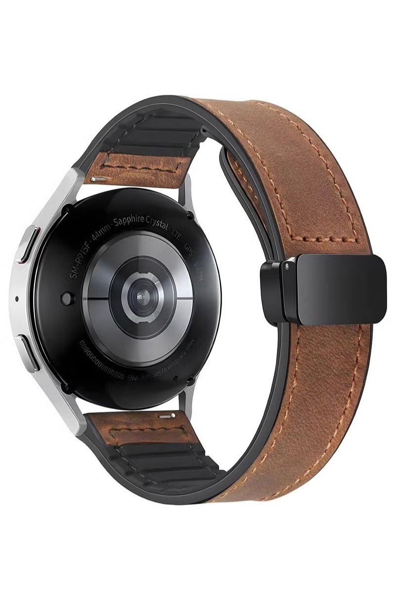 22mm Leather Watch Strap with Magnetic Buckle Design, Compatible with Huawei GT3/4 46mm, GT3 Pro, Huawei Watch 3, GT2e, GT2 Pro, GT2 42/46mm, Samsung Galaxy Watch 3 45mm/Gear S3 - Image 2