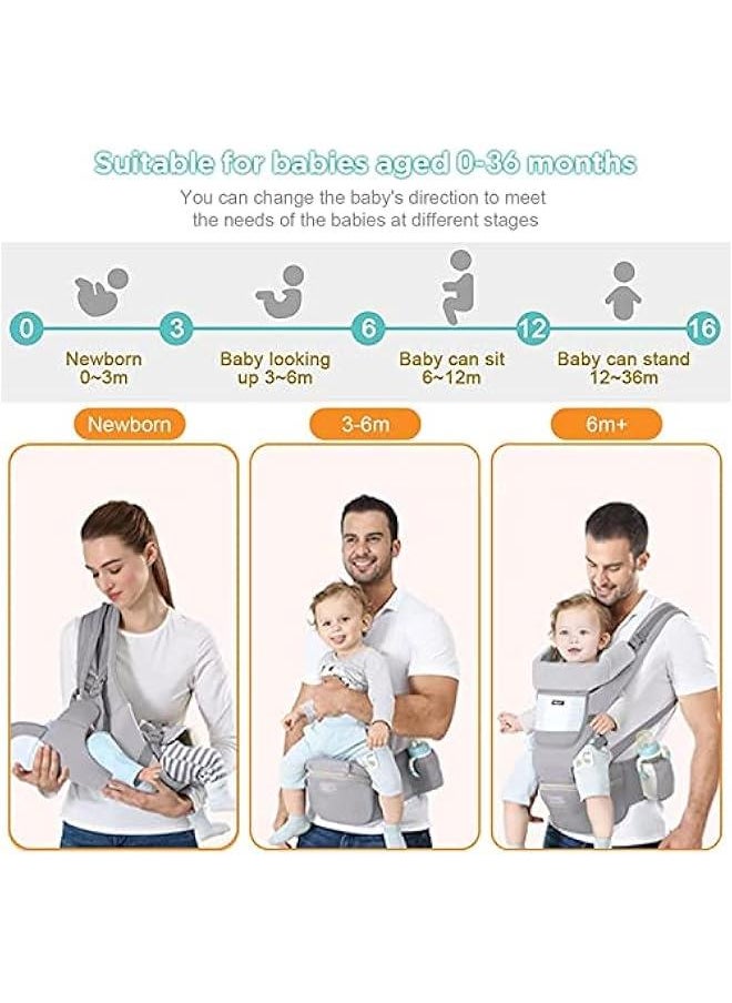 MOXO Baby Carrier with Hip Seat MultiFunctional 9 in 1 Baby Back Carrier Convenient Breathable Easytouse Baby Carrier With Storage Function Suitable For 036 Months Baby Toddler  - Image 5