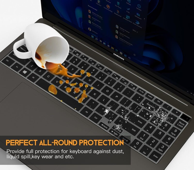 Capsa Keyboard Cover for Samsung Galaxy Book Pro 360 15.6 and Book 2 Pro 360 15.6", Galaxy Book Pro, Samsung Galaxy Book Pro 360 & Galaxy Book Pro 15.6" Keyboard Skin Cover Protector... (Black) - Image 3