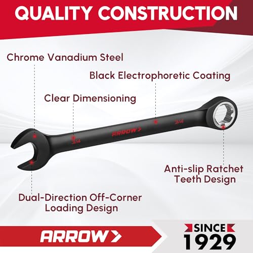 Arrow Fastener ARROW 24PCS Ratcheting Wrench Set Metric and Standard, Anti-Slip 6-18mm & 1/4"-3/4" Combination Ratchet Wrench Set with 2 Magnetic Tool Holders, CRV Material, 72-Teeth, Easy to Carry & Store - Image 3