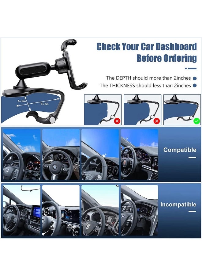 Car Phone Holder Mount 360 Degree Rotation Dashboard Cell Phone Holder for Car Clip Mount Stand Suitable for 4 to 7 Inch Smartphones - Image 2