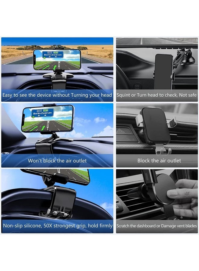 Car Phone Holder Mount 360 Degree Rotation Dashboard Cell Phone Holder for Car Clip Mount Stand Suitable for 4 to 7 Inch Smartphones - Image 5