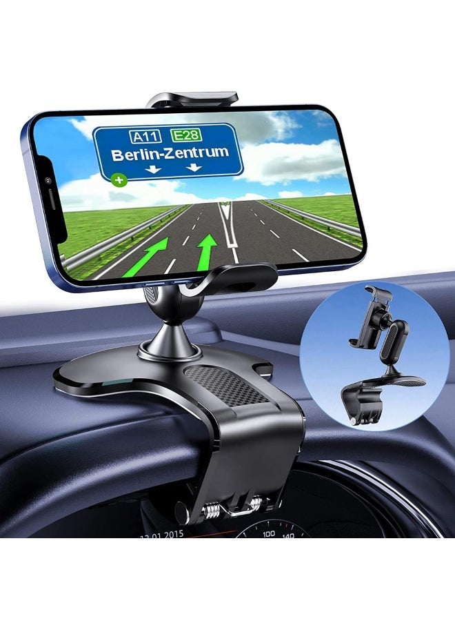 Car Phone Holder Mount 360 Degree Rotation Dashboard Cell Phone Holder for Car Clip Mount Stand Suitable for 4 to 7 Inch Smartphones - Image 1
