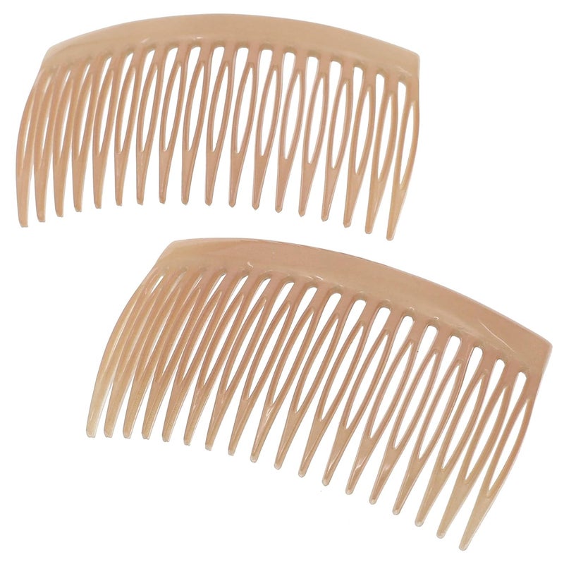 Camila Paris CP3134 French Hair Side Comb Small Curved Beige French Twist Hair Combs Decorative Strong Hold Hair Clips for Women Bun Chignon UpDo Styling Girls Hair Accessories Made in France