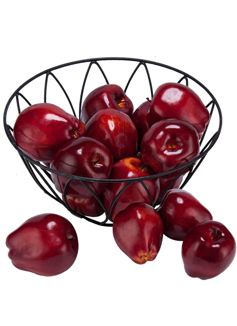 Toopify Toopify 16PCS Artificial Red Apples  Red Delicious Apple Plastic Fruit Fake Fruit Lifelike Simulation Apples for Home Kitchen Table Basket Decoration  3.43"" x 2.95""  - Image 1