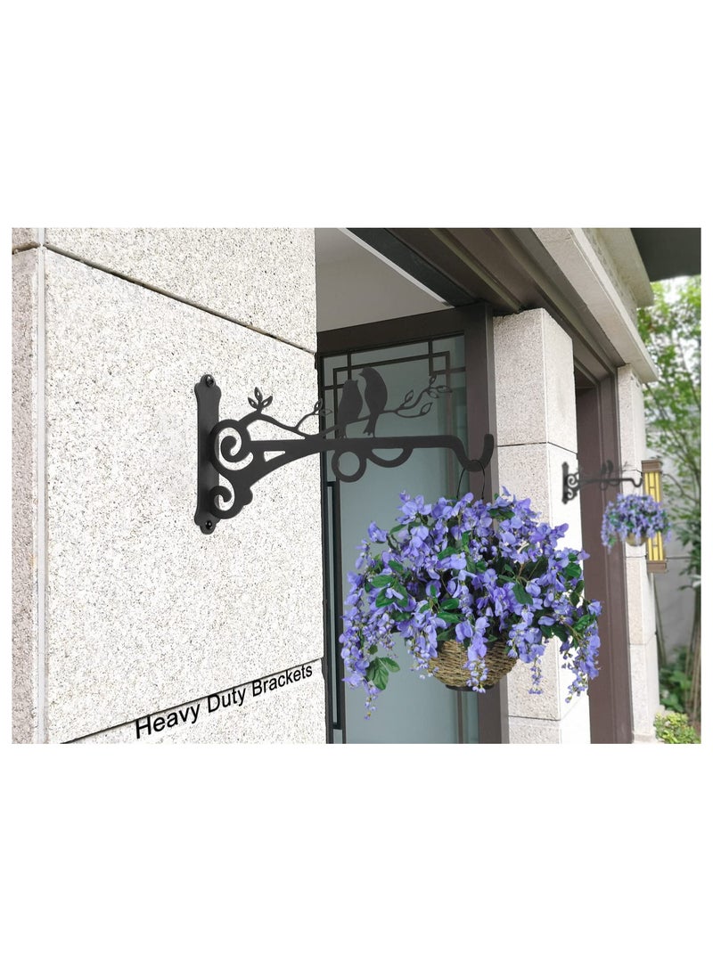 SYOSI 2 قطع شماعات نبات معدنية، شماعات نبات زخرفية داخلية شماعة نبات معلقة حوامل معدنية مثبتة على الحائط خطاطيف للفوانيس سلال الزهور مغذيات الطيور رياح جرس الفوانيس - Image 4