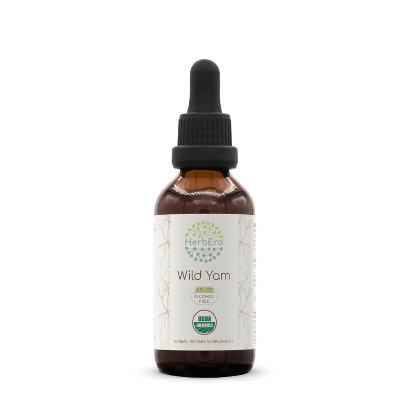 HerbEra Wild Yam B60 AlcoholFree Herbal Extract USDA Organic Tincture Concentrated Liquid Drops Natural Wild Yam Dioscorea Villosa Dried Root 2 fl oz