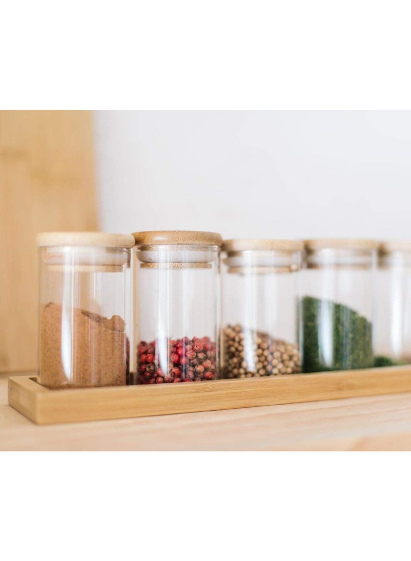 ناما طقم توابل من 6قطعة مع ملصقات صغيرة لتصنيف التوابل.البرطمانات مصنوعة من الزجاج عالى الجودة مع غطاء خشبى محكم الغلق - Image 3