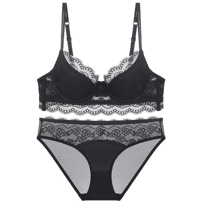 Women's Sexy Lace Bra Set, French Style, Thin Cup, Minimizer, Non-Sagging - Image 5