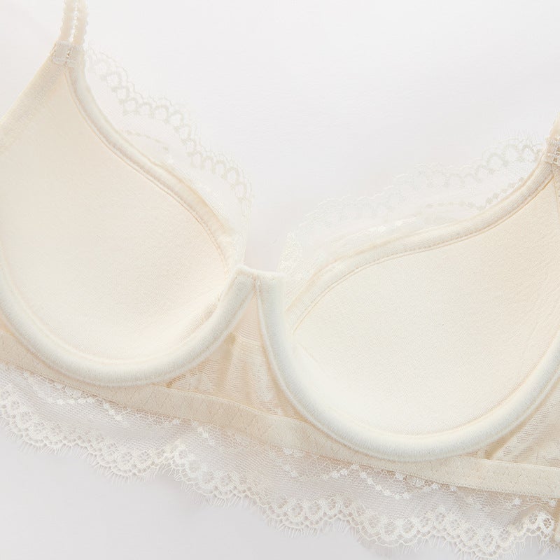 Women's Sexy Lace Bra Set, French Style, Thin Cup, Minimizer, Non-Sagging - Image 4