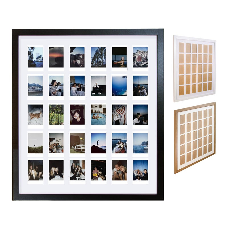 Tapeera Black Multi Picture Frame Collage Wall Decor For Fujifilm Instax Mini Film - 30 Openings Large Photo Collage Frame For Wall - Mini Picture Wall Frame - Not Compatible with Polaroid Film Size - Image 1