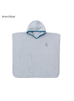 Full Cotton Gauze Childrens Hooded Cape Bath Towel Swimming Cap Beach Towel Soft Comfortable Casual Style For Boys Girls Grey (Pocket)