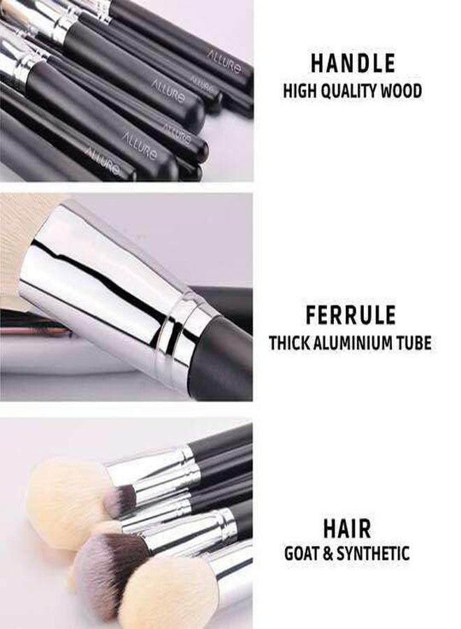 ألور مجموعة فرش مكياج Allure Beige Pro مكونة من 16 فرشاة مع حقيبة من جلد الغزال - Image 5